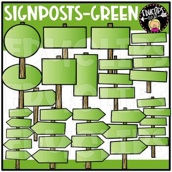 Green Signposts Clip Art Set {Educlips Clipart}