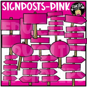Pink Signposts Clip Art Set {Educlips Clipart}