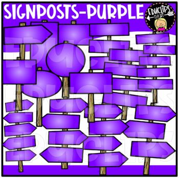 Purple Signposts Clip Art Set {Educlips Clipart}