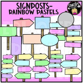 Pastels Signposts Clip Art Set {Educlips Clipart}