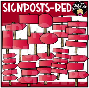 Red Signposts Clip Art Set {Educlips Clipart}