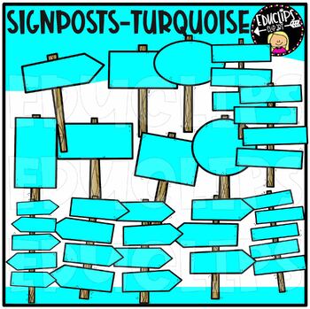 Turquoise Signposts Clip Art Set {Educlips Clipart}