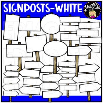 White Signposts Clip Art Set {Educlips Clipart}