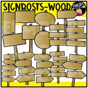 Wood Signposts Clip Art Set {Educlips Clipart}