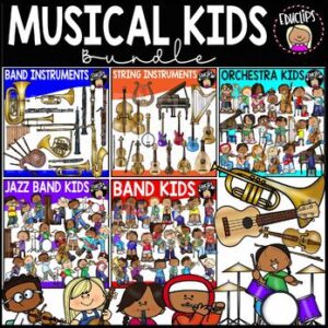 Musical Kids Clip Art Bundle {Educlips Clipart}