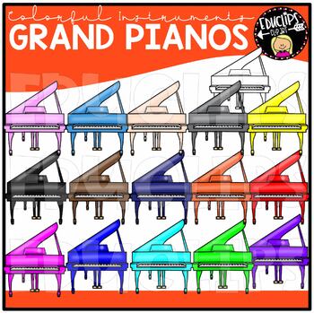Colorful Grand Pianos Clip Art Set {Educlips Clipart}