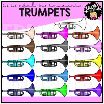 Colorful Trumpets Clip Art Set {Educlips Clipart}