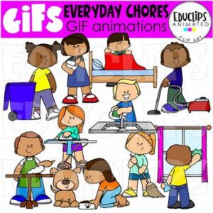 GIFs - Everyday Chores Verbs - Animated Images - {Educlips}