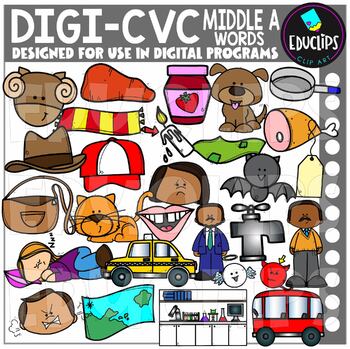 DIGI CVC Short A Words - Movable Images Clip Art Set {Educlips Clipart}