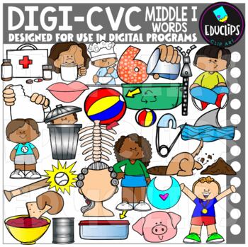 DIGI CVC Short I Words - Movable Images Clip Art Set {Educlips Clipart}