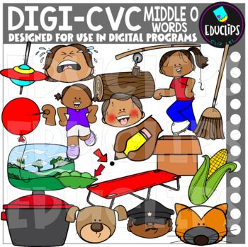 DIGI CVC Short O Words - Movable Images Clip Art Set {Educlips Clipart}