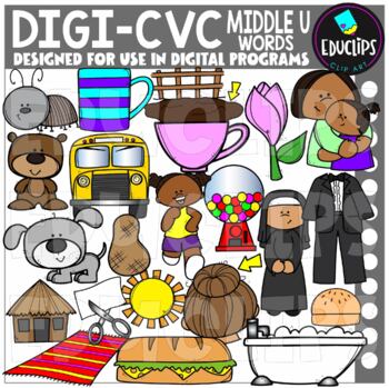 DIGI CVC Short U Words - Movable Images Clip Art Set {Educlips Clipart}
