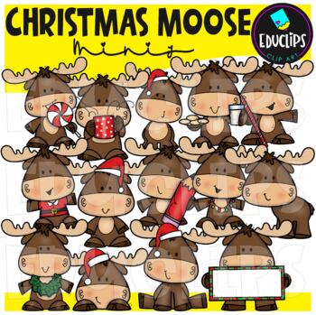 Christmas Moose Minis Clip Art Set {Educlips Clipart}