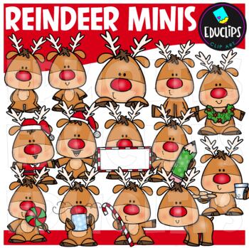 Reindeer Minis Clip Art Set {Educlips Clipart}