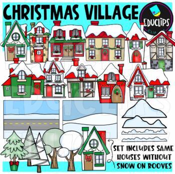 Christmas Village Clip Art Set {Educlips Clipart}