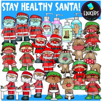 Stay Healthy Santa! Clip Art Set {Educlips Clipart}