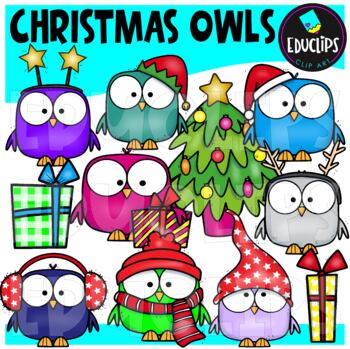 Christmas Owls Clip Art Set {Educlips Clipart}