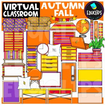 Fall/Autumn Virtual Classroom Clip Art Bundle {Educlips Clipart}