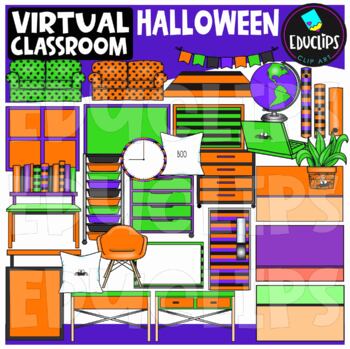 Halloween Virtual Classroom Clip Art Bundle {Educlips Clipart}