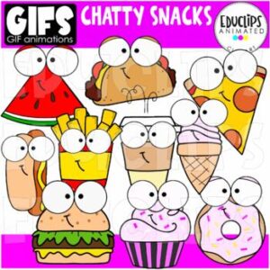 GIFs - Chatty Snacks - Animated Images - {Educlips}