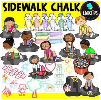 Sidewalk Chalk Clip Art Set {Educlips clipart}