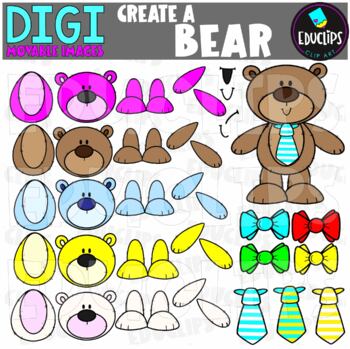 DIGI Create A Bear - Movable Images Clip Art Set {Educlips Clipart}