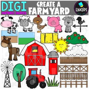 DIGI Create A Farmyard - Movable Images Clip Art Set {Educlips Clipart}