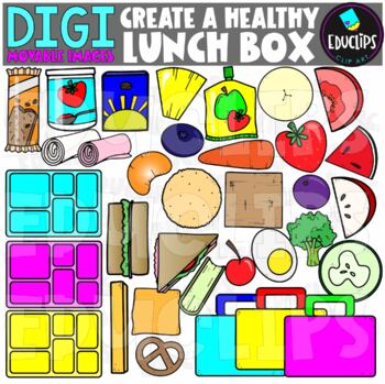 DIGI Create A Healthy Lunchbox - Movable Images Clip Art Set {Educlips Clipart}