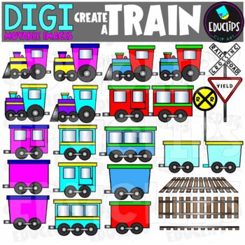 DIGI Create a Train - Movable Images Clip Art Set {Educlips Clipart}