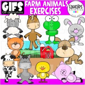 GIFs - FARM ANIMALS EXERCISES - Animated Images - {Educlips}