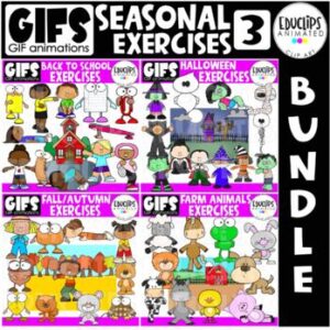 GIFs - SEASONAL EXERCISES 3 GIFs - Animated Images - {Educlips}