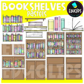 Bookshelves Pastels Clip Art Set {Educlips Clipart}