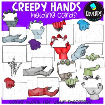 Creepy Hands Holding Cards Clip Art Set {Educlips Clipart}