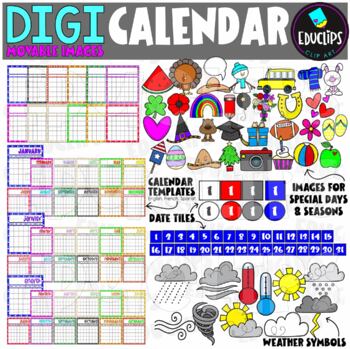 DIGI Calendar - Movable Images Clip Art Set {Educlips Clipart}