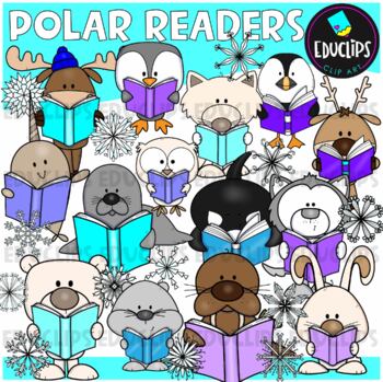 Polar Readers Clip Art Set {Educlips Clipart}