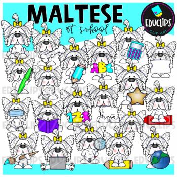 Maltese At School Clip Art Set {Educlips Clipart}
