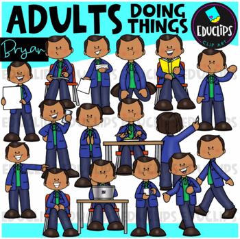 Adults - Bryan Doing Things Clip Art Set {Educlips Clipart}