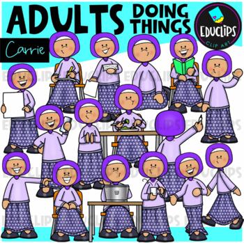 Adults - Carrie Doing Things Clip Art Set {Educlips Clipart}