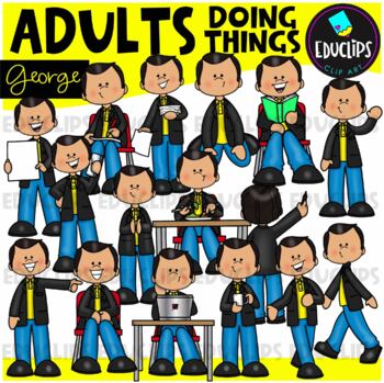 Adults - George Doing Things Clip Art Set {Educlips Clipart}