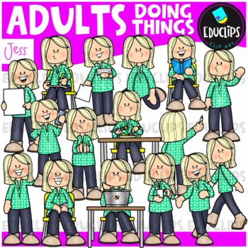 Adults - Jess Doing Things Clip Art Set {Educlips Clipart}