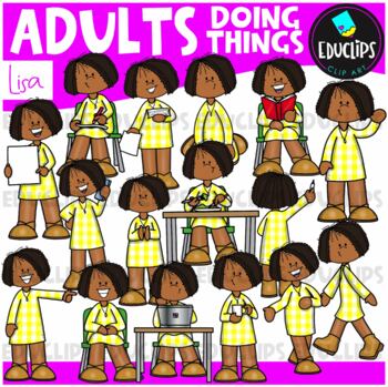 Adults - Lisa Doing Things Clip Art Set {Educlips Clipart}
