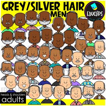 Adults Heads & Shoulders - Men with Grey Hair - Clip Art Set {Educlips Clipart}