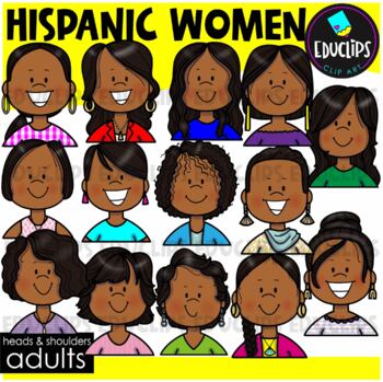 Adults Heads & Shoulders - Hispanic Women - Clip Art Set {Educlips}