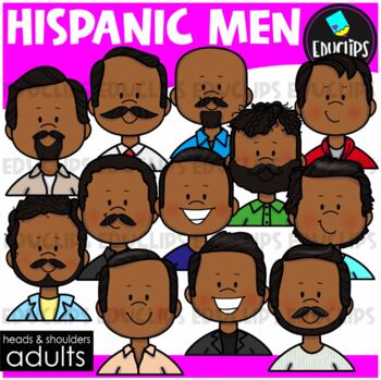 Adults Heads & Shoulders - Hispanic Men - Clip Art Set {Educlips Clipart}