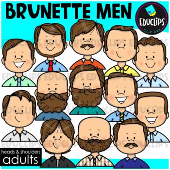 Adults Heads & Shoulders - Men with Brunette Hair - Clip Art Set {Educlips}