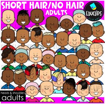 Adults Heads & Shoulders - Short Hair & No Hair - Clip Art Set {Educlips}