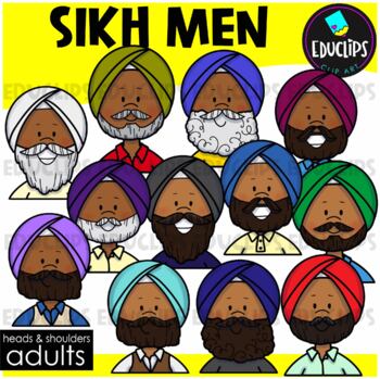 Adults Heads & Shoulders - Sikh Men - Clip Art Set {Educlips}