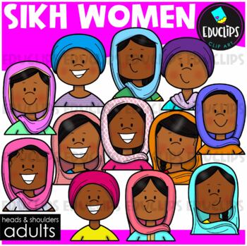 Adults Heads & Shoulders - Sikh Women - Clip Art Set {Educlips}