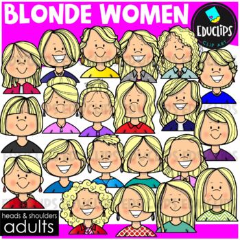 Adults Heads & Shoulders - Women with Blonde Hair - Clip Art Set {Educlips}