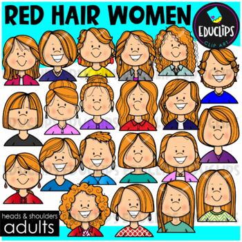 Adults Heads & Shoulders - Women with Red Hair - Clip Art Set {Educlips}
